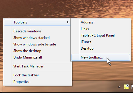 Quick Launch toolbar