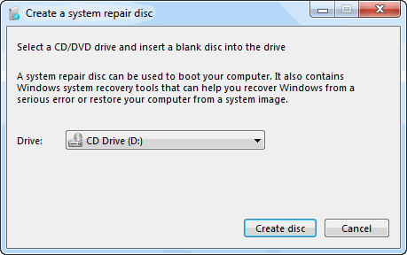 make recovery disc for windows 7