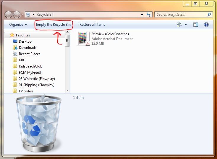 empty your computer's recycle bin to free up hard drive space